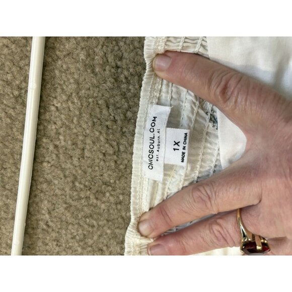 Chicsoul Dress White smocked back Floral Design Top Lined Womens Size 1X NEW - Picture 8 of 9